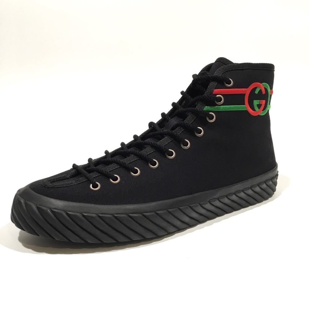 GUCCI INTERLOCKING G HIGH TOP SNEAKERS -BLACK CANVAS -MEN’S US 10 -NEW